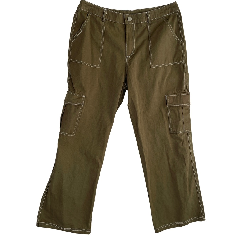 Hesperus‎ Olive Green Cotton Cargo Pants Contrast Stitching Utility XL